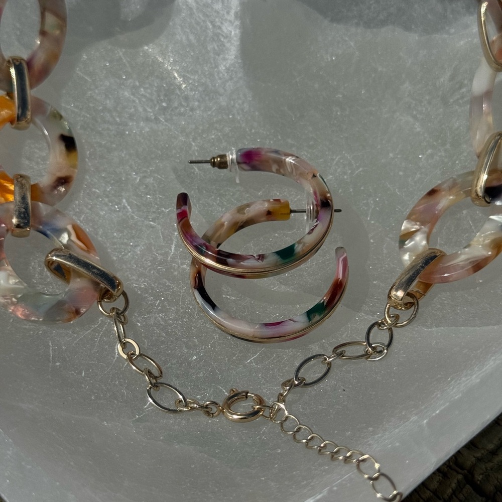 LOFT Gold Necklace and earrings with Whimsical Charm - Picture 3 of 5